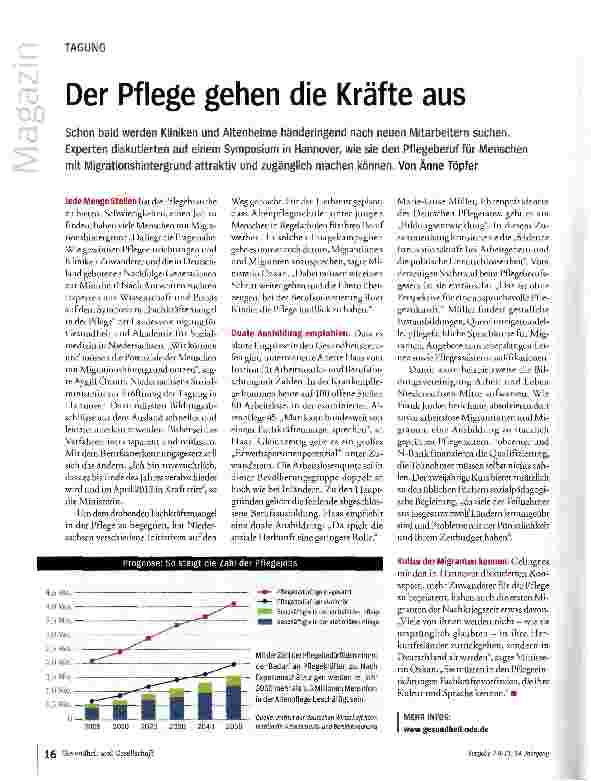 Vorschauseite 1: Der Pflege gehen die Kräfte aus