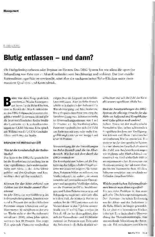 Vorschauseite 1: Blutig entlassen - und dann?