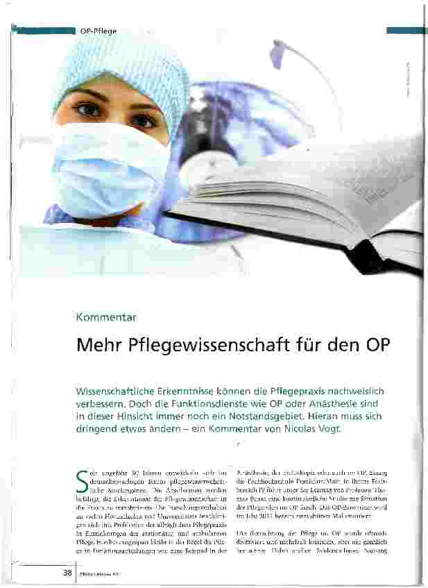 Vorschauseite 1: Mehr Pflegewissenschaft für den OP