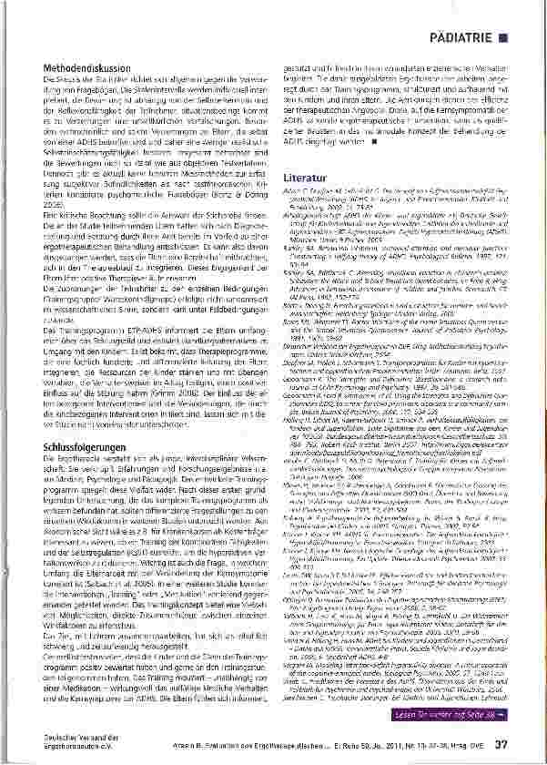 Vorschauseite 6: Evaluation des Ergotherapeutischen Trainingsprogramms ETP bei ADHS