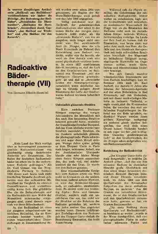 Vorschauseite 1: Radioaktive Bädertherapie (VII)
