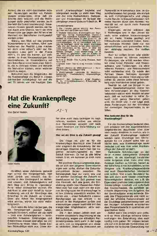 Vorschauseite 1: Hat die Krankenpflege eine Zukunft?