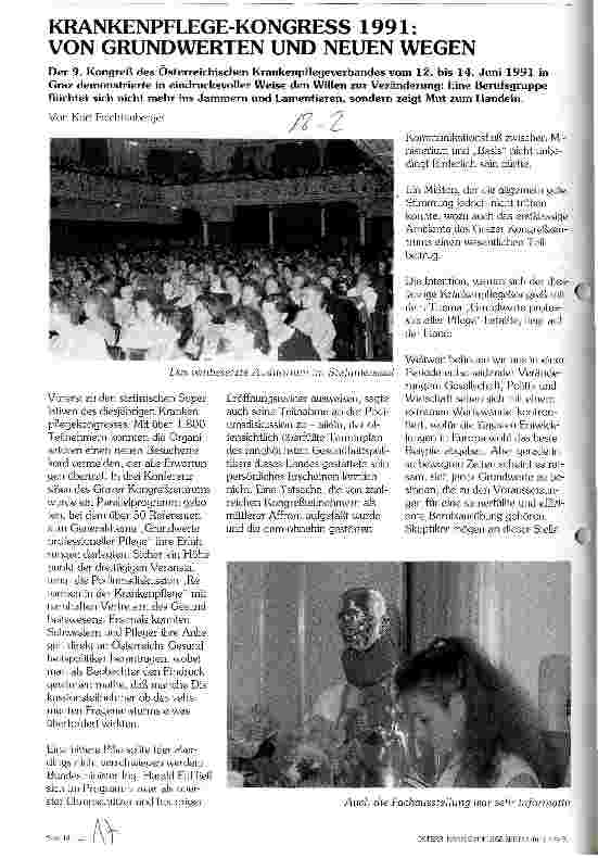 Vorschauseite 1: Krankenpflegekongreß 1991: Von Grundwerten und neuen Wegen
