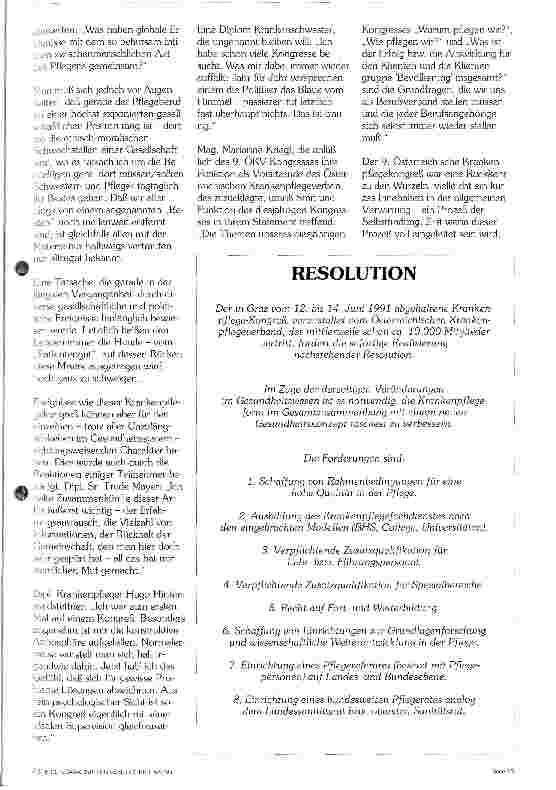 Vorschauseite 2: Krankenpflegekongreß 1991: Von Grundwerten und neuen Wegen