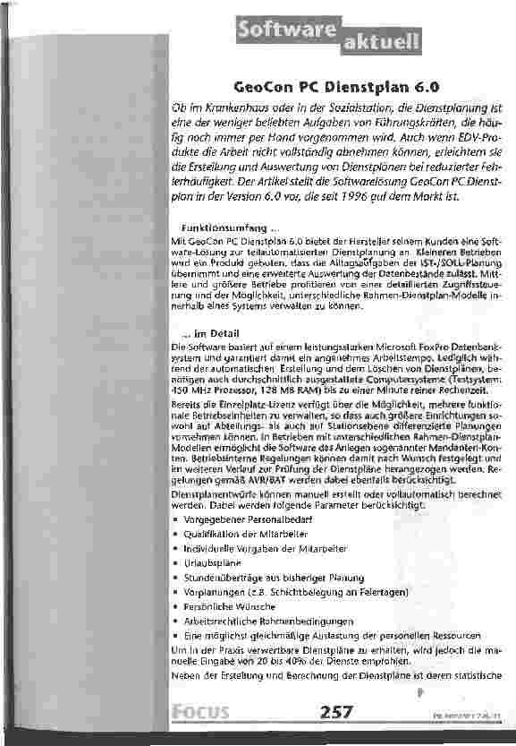 Vorschauseite 1: GeoCon PC Dienstplan 6.0