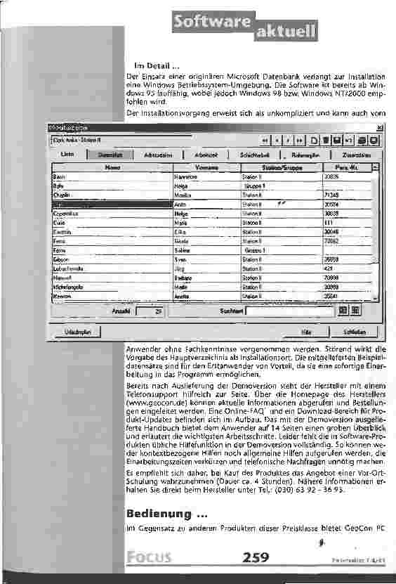 Vorschauseite 3: GeoCon PC Dienstplan 6.0