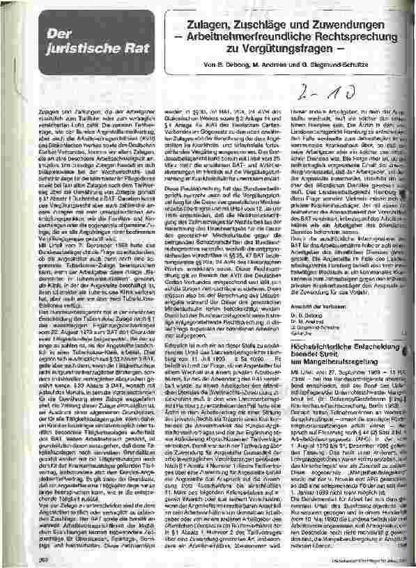 Vorschauseite 1: Zulagen, Zuschläge und Zuwendungen - Arbeitnehmerfreundliche Rechtssprechung zu Vergütungsfragen