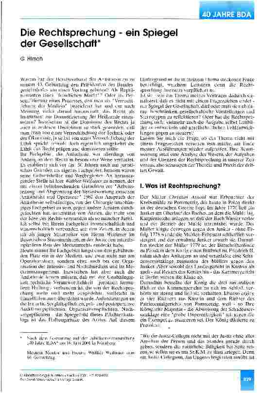 Vorschauseite 1: Die Rechtsprechung - ein Spiegel der Gesellschaft