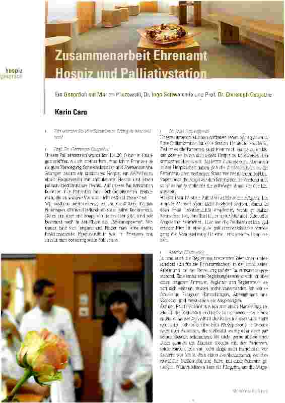 Vorschauseite 1: Zusammenarbeit Ehrenamt Hospiz und Palliativstation