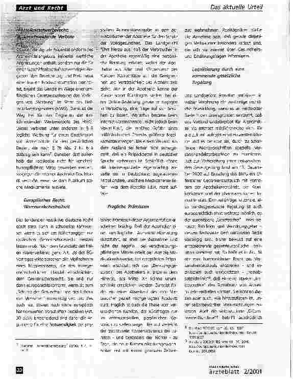 Vorschauseite 3: Versandhandel von Arzneimitteln über das Internet - Wie ist die Rechtslage?