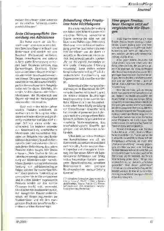 Vorschauseite 2: Verwachsung - eine der häufigsten OP-Langzeit-Komplikationen