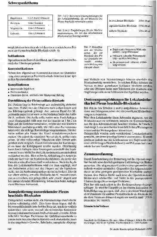 Vorschauseite 4: Die Blockade des Plexus brachialis