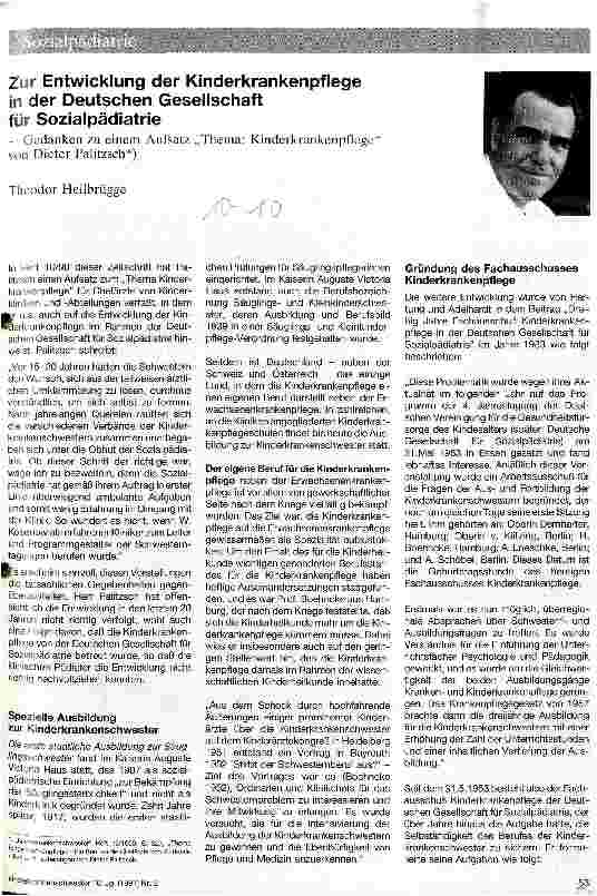 Vorschauseite 1: Zur Entwicklung der Kinderkrankenpflege in der Deutschen Gesellschaft für Sozialpädiatrie