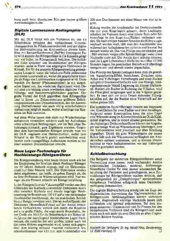 Vorschauseite 4: Neuere Entwicklung in der Röntgentechnik