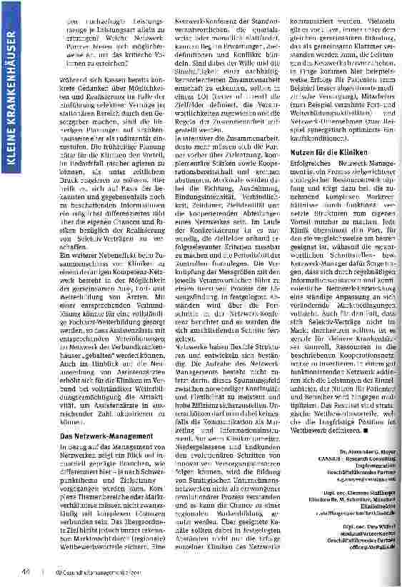 Vorschauseite 3: Herausforderung Selektiv-VerträgeWie Kliniken mit der zunehmenden Macht der Krankenkassen umgehen können