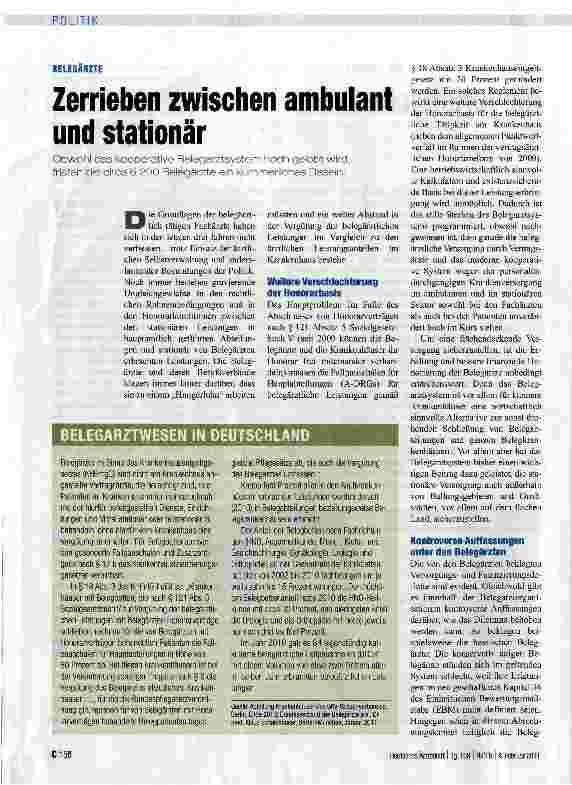 Vorschauseite 1: BELEGARZTEZerrieben zwischen ambulant und stationär