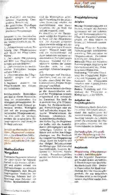 Vorschauseite 2: Das Thema Pflegeprozess im Projektunterricht