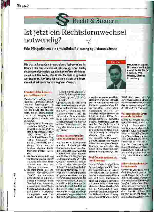 Vorschauseite 1: Ist jetzt ein Rechtsformwechsel notwendig?