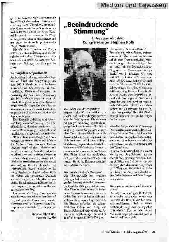 Vorschauseite 3: Kritische und selbstkritische Szene Der IPPNW-Kongreß Medizin und Gewissen