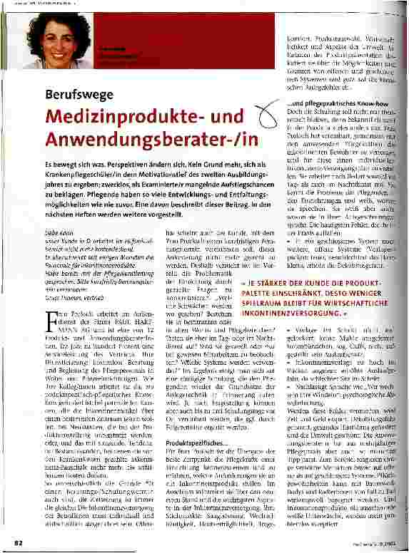 Vorschauseite 1: Medizinprodukteund Anwendungsberater-/in