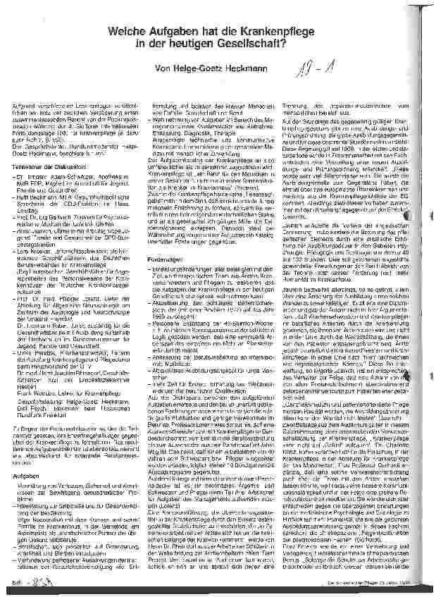 Vorschauseite 1: Welche Aufgaben hat die Krankenpflege in der heutigen Gesellschaft?