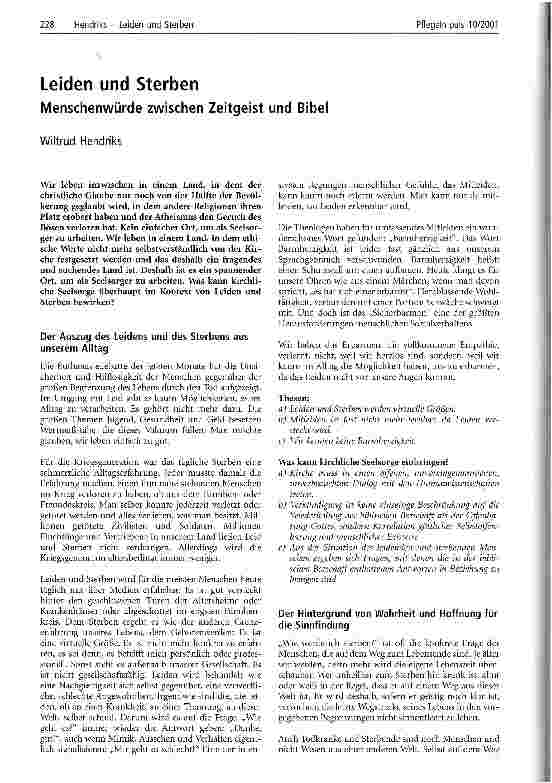 Vorschauseite 1: Leiden und Sterben Menschenwürde zwischen Zeitgeist und Bibel