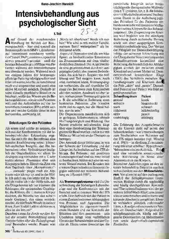 Vorschauseite 1: Intensivbehandlung aus psychologischer Sicht