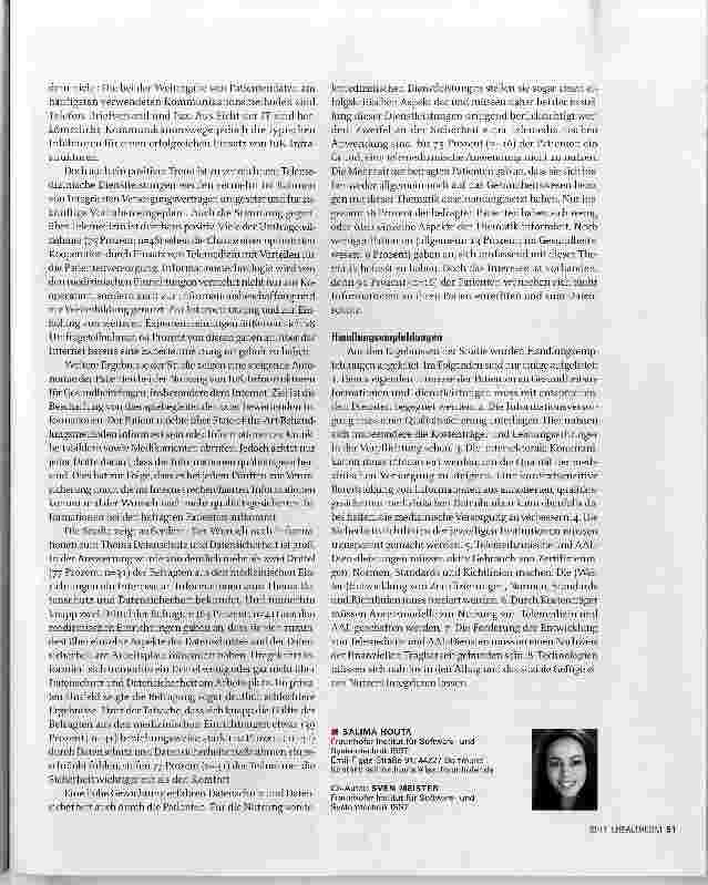 Vorschauseite 2: Sichere Daten und schnellere Informationen sind Grundlage für Akzeptanz von Telemedizin und AAL