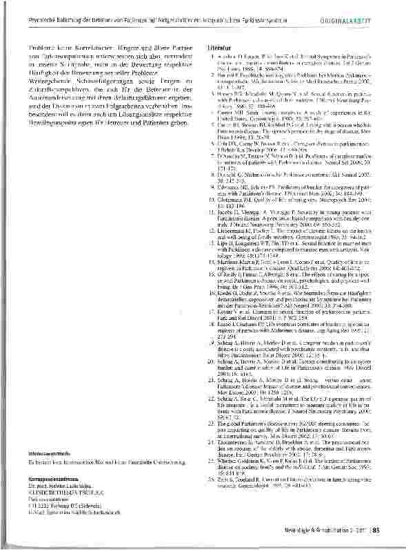 Vorschauseite 6: Psychische Belastung der Betreuer von Patienten mit fortgeschrittenem idiopathischem Parkinsonsyndrom -eine Bestandsaufnahme