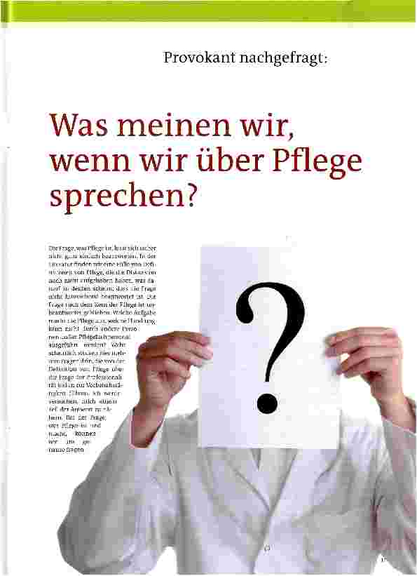Vorschauseite 1: Was meinen wir, wenn wir über Pflege sprechen?