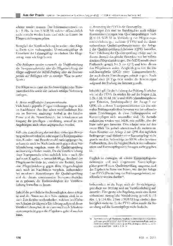 Vorschauseite 4: Die Bausteine einer Qualitätsprüfung gemäß §§ 114f. SGB XI und ihre Ecken und Kanten (2. Teil)