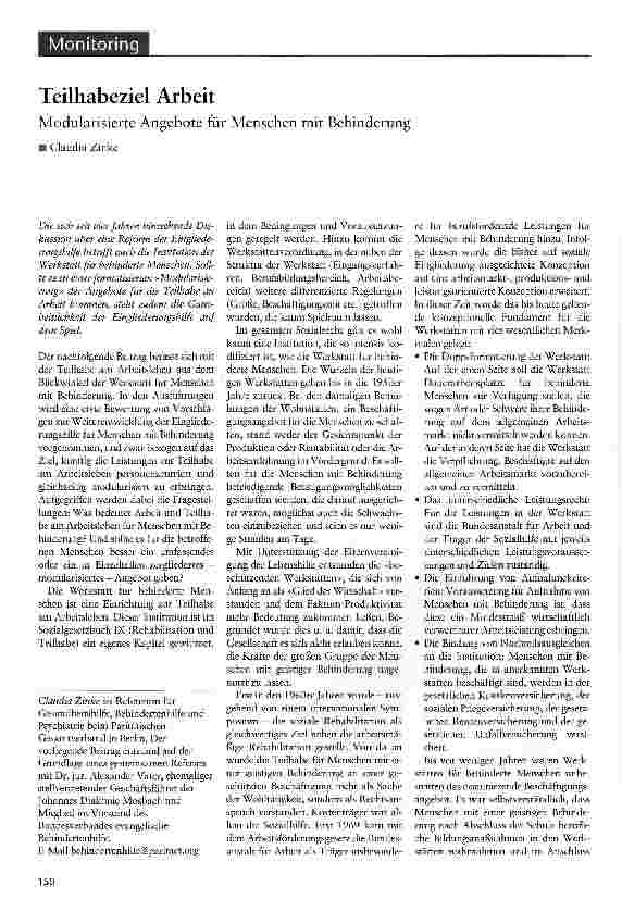 Vorschauseite 1: Teilhabeziel Arbeit