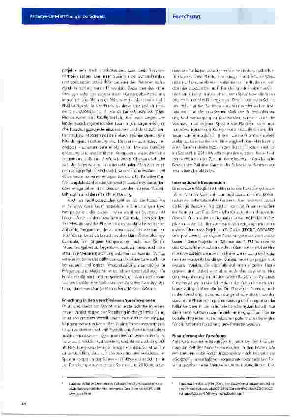 Vorschauseite 2: Palliative-Care-Forschung in der Schweiz
