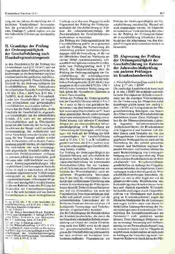 Vorschauseite 2: Zur Prüfung der Ordnungsmäßigkeit der Geschäftsführung öffentlicher Krankenhäuser im Rahmen der Jahresabschlußprüfung