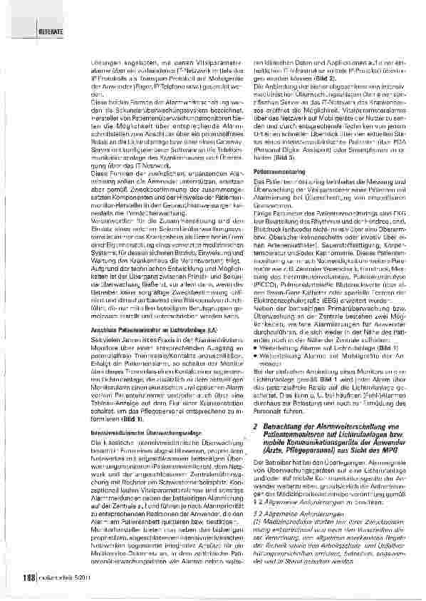 Vorschauseite 2: Alarmrufweiterschaltung aus Patienten-Überwachungsanlagen Teil 1: Lichtrufanlagen