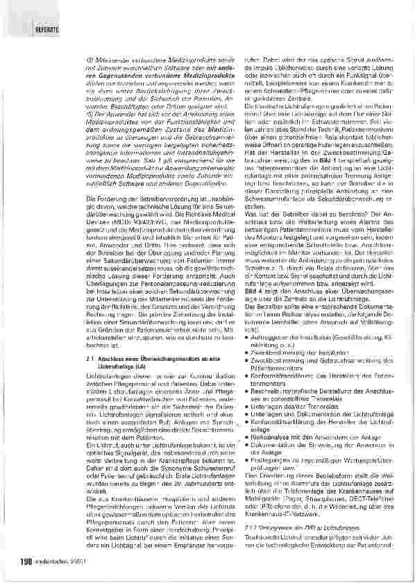 Vorschauseite 3: Alarmrufweiterschaltung aus Patienten-Überwachungsanlagen Teil 1: Lichtrufanlagen
