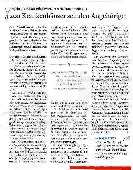 Vorschauseite 1: 200 Krankenhäuser schulen Angehörige