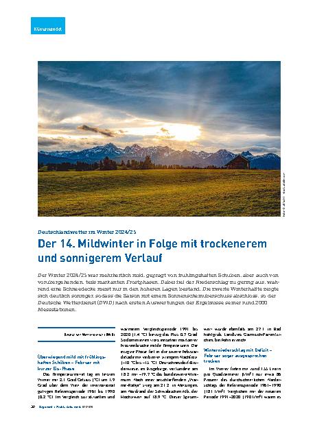 Vorschauseite 1: Der 14. Mildwinter in Folge mit trockenerem und sonnigerem Verlauf