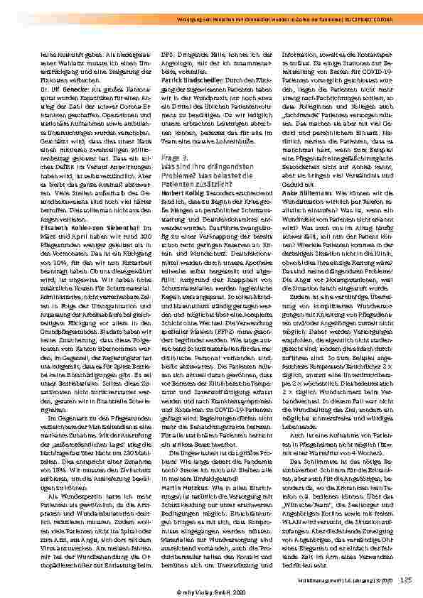 Vorschauseite 5: Versorgung von Menschen mit chronischen Wunden in Zeiten der Pandemie im D-A-CH-Raum