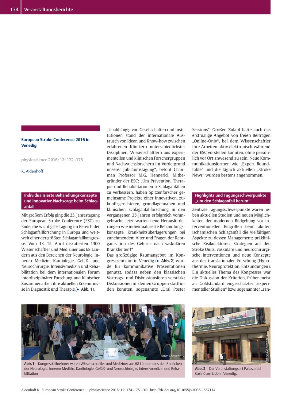 Vorschauseite 1: European Stroke Conference 2016 in Venedig