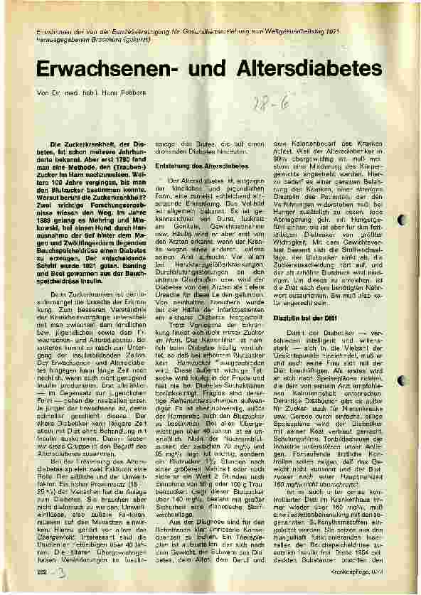 Vorschauseite 1: Erwachsenenund Altersdiabetes