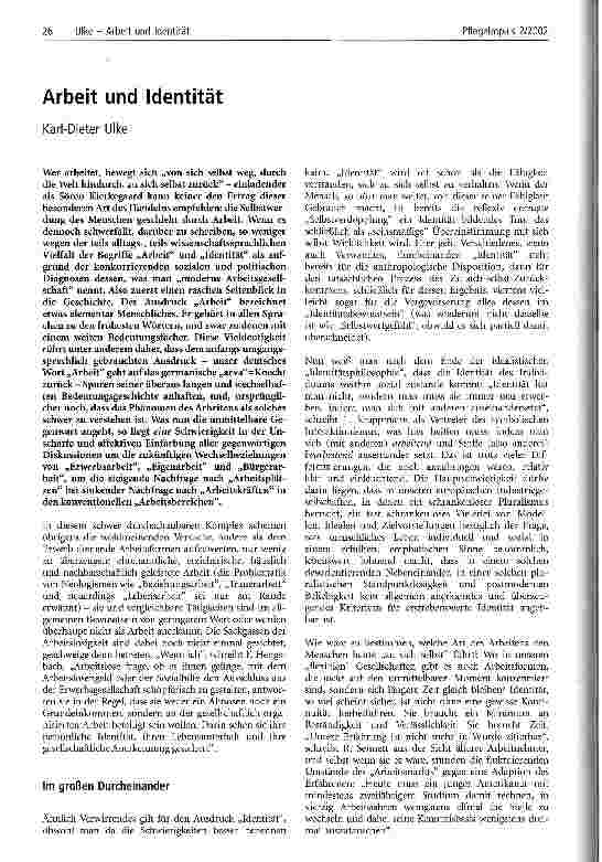 Vorschauseite 1: Arbeit und Identität