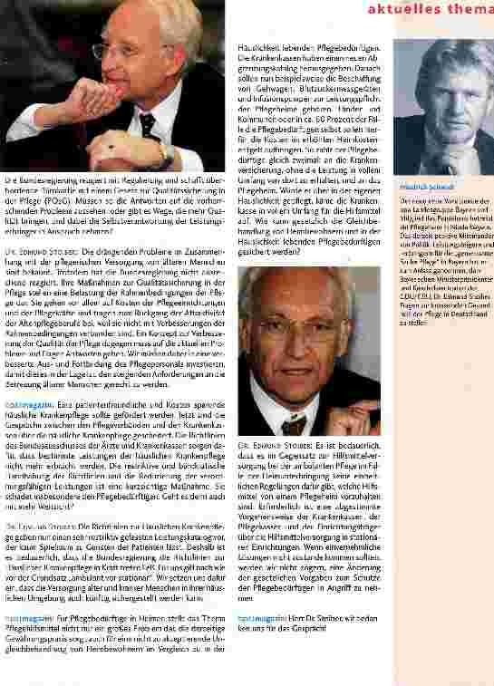 Vorschauseite 2: Ist die Altenpflege ein Wahlkampfthema? Das bpa magazin sprach mit Kanzler-Kandidat Dr. Edmund Stoiber
