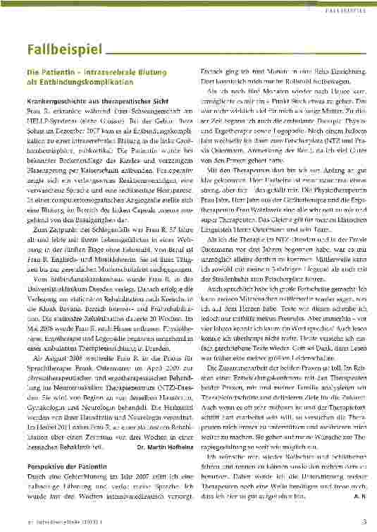 Vorschauseite 1: Die Patientin - intrazerebrale Blutung als Entbindungskomplikation