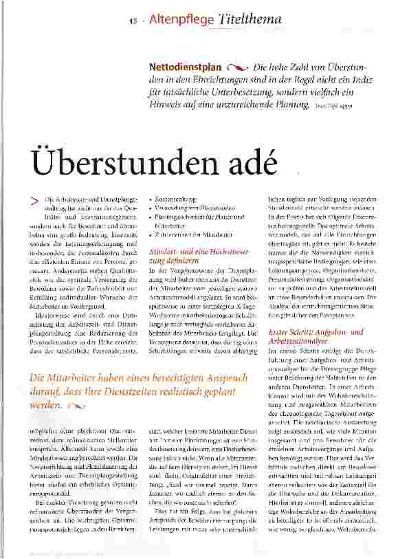 Vorschauseite 1: Überstunden ade