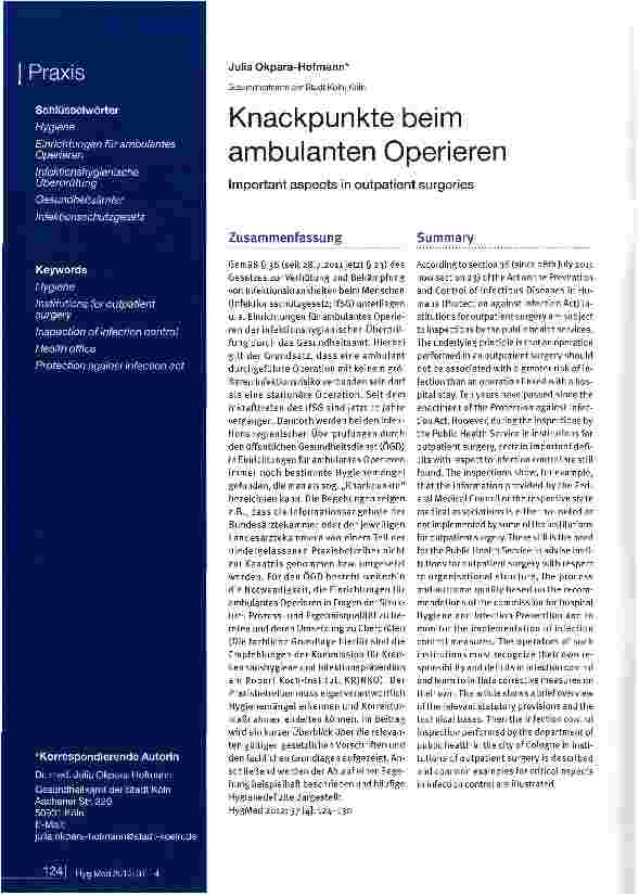 Vorschauseite 1: Knackpunkte beim ambulanten Operieren