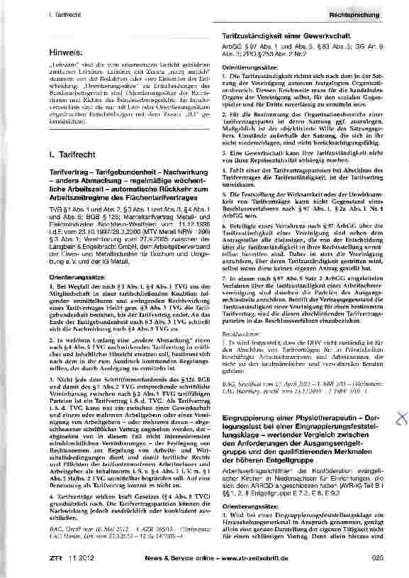 Vorschauseite 1: Eingruppierung einer Physiotherapeutin - Darlegungslast bei einer Eingruppierungsfeststel-lungsklage - wertender Vergleich zwischen den Anforderungen der Ausgangsentgeltgruppe und…