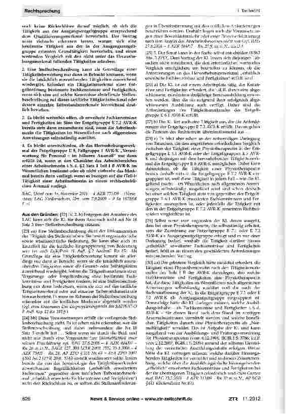 Vorschauseite 2: Eingruppierung einer Physiotherapeutin - Darlegungslast bei einer Eingruppierungsfeststel-lungsklage - wertender Vergleich zwischen den Anforderungen der Ausgangsentgeltgruppe und…