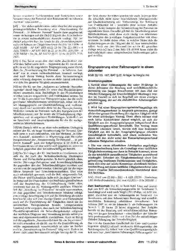 Vorschauseite 4: Eingruppierung einer Physiotherapeutin - Darlegungslast bei einer Eingruppierungsfeststel-lungsklage - wertender Vergleich zwischen den Anforderungen der Ausgangsentgeltgruppe und…