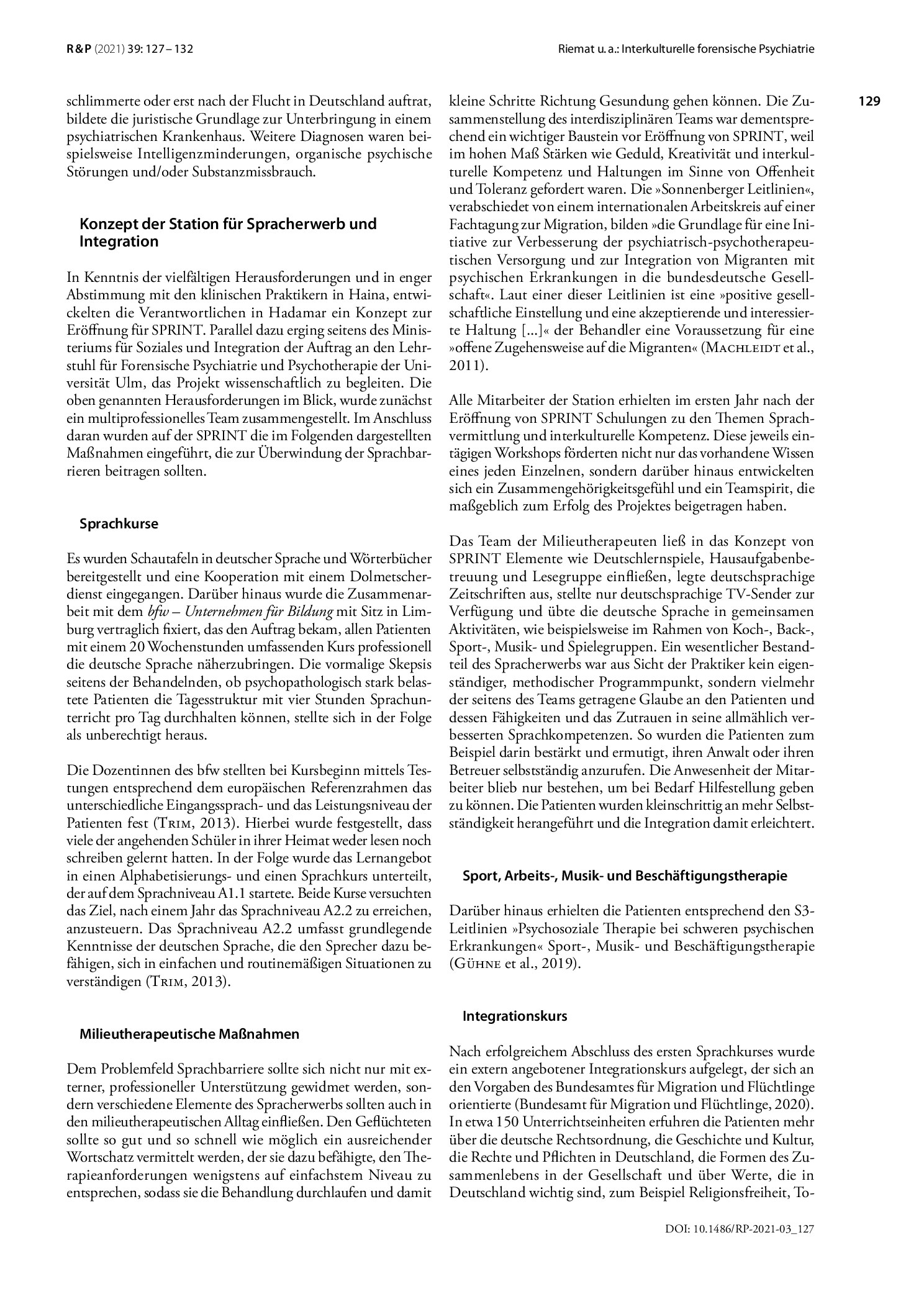 Vorschauseite 3: Interkulturelle forensische Psychiatrie: Die Station für Spracherwerb und Integration (SPRINT)